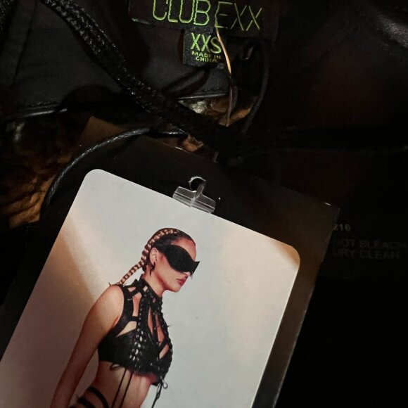 Club Exx by Dolls Kill Spiked Cut Out Rude Awakening Bra Top - Picture 2 of 3